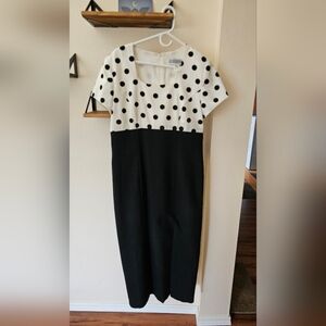 Vintage Jessica Howard Black and White Polka Dot Dress